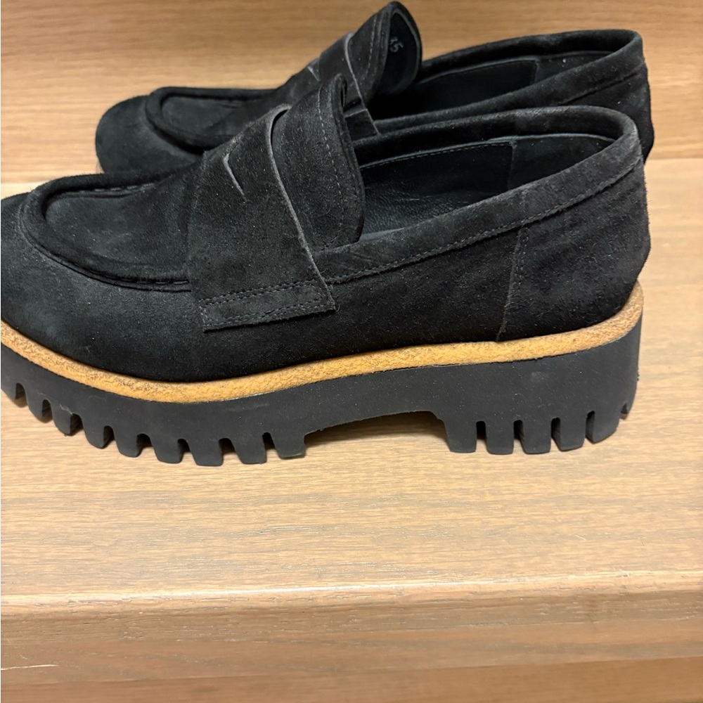 Rocco P. Black Suede Loafers with Chunky Sole